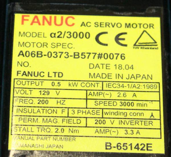 Fanuc-A06B-0373-B5770076-AC-MOTOR-A23000-I64-KEYWAY-1-YEAR-WARRANTY-123809435444-2