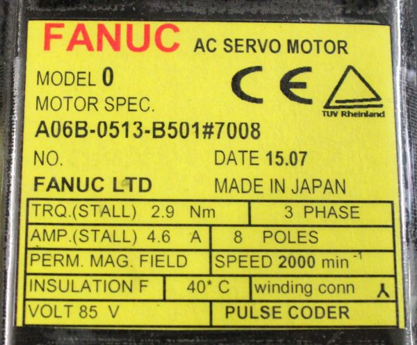 Fanuc-A06B-0513-B5017008-AC-MOTOR-0-2000P-STRAIGHT-SHFT-1-YEAR-WARRANTY-121787762224-5