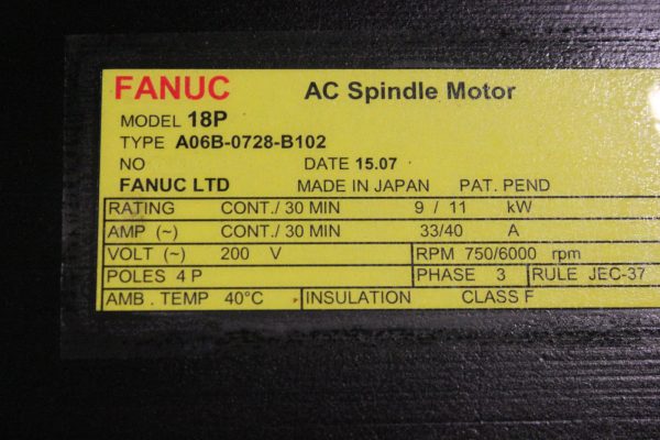 Fanuc-A06B-0728-B102-AC-SPINDLE-MOTOR-18P-FLANGE-MT-1-YEAR-WARRANTY-123609409834-6
