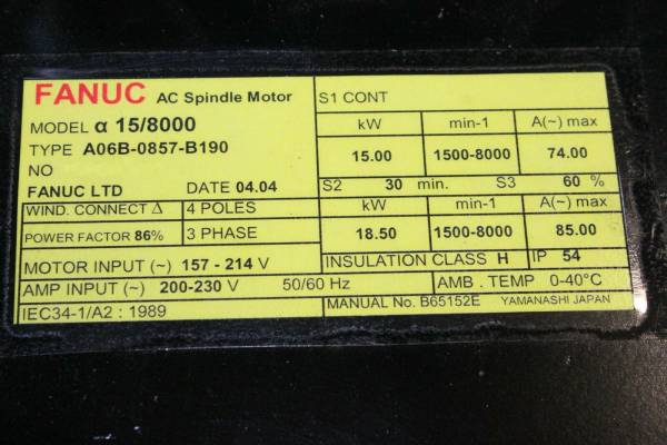 Fanuc-A06B-0857-B190-AC-SPINDLE-MOTOR-A15-MZ-SENSOR-1-YEAR-WARRANTY-124029250224-4