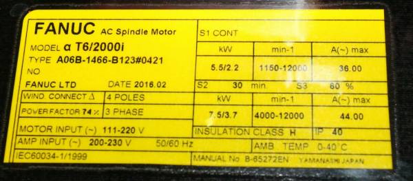 Fanuc-A06B-1466-B1230421-AC-SPINDLE-MOTOR-A612000IT-FL-1-YEAR-WARRANTY-125082535204-4