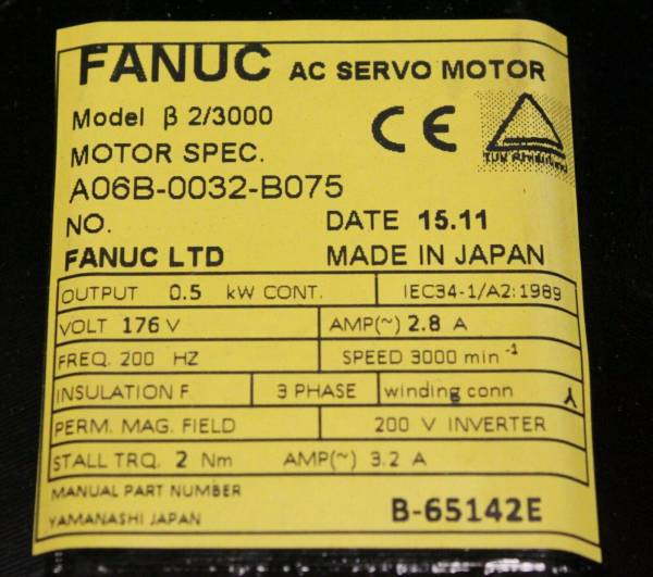Fanuc-A06B-0032-B075-AC-MOTOR-B23000-A32B-1-YEAR-WARRANTY-124797264665-3