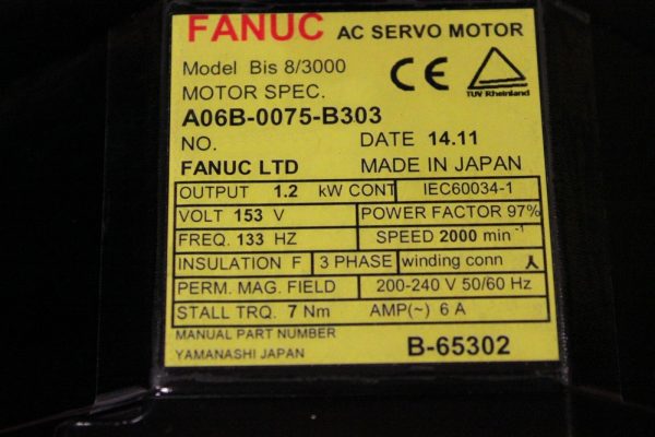 Fanuc-A06B-0075-B303-AC-MOTOR-BIS83000-B128IA-BRAKE-TPR-1-YEAR-WARRANTY-122873590395-3