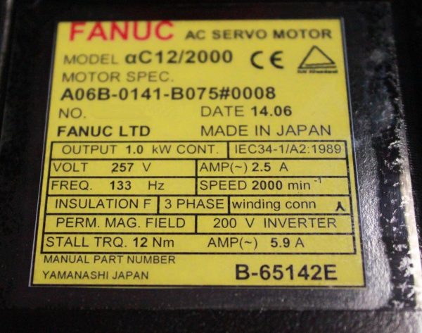 Fanuc-A06B-0141-B0750008-AC-MOTOR-AC122000-A64-KEYWAY-1-YEAR-WARRANTY-122718022465-3