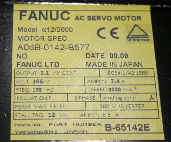 Fanuc-A06B-0142-B577-AC-MOTOR-A122000-I64-TSHAFT-1-YEAR-WARRANTY-124699416785-3