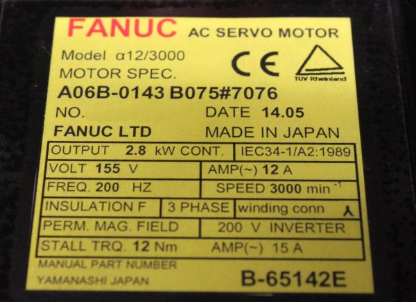 Fanuc-A06B-0143-B0757076-AC-MOTOR-A123000-A64-WKEYWAY-IP67-1-YEAR-WARRANTY-123612139225-3