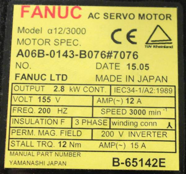 Fanuc-A06B-0143-B0767076-AC-MOTOR-A123000-A64SCAP-1-YEAR-WARRANTY-124836582625-4