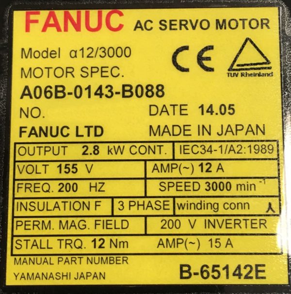 Fanuc-A06B-0143-B088-AC-MOTOR-A123000-A1000-1-YEAR-WARRANTY-122062939525-3