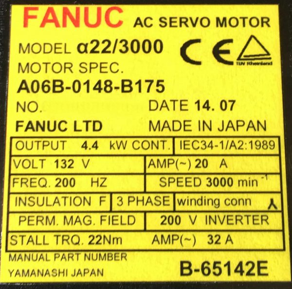 Fanuc-A06B-0148-B175-AC-MOTOR-A223000-A64-WBRAKE-1-YEAR-WARRANTY-122097438645-3