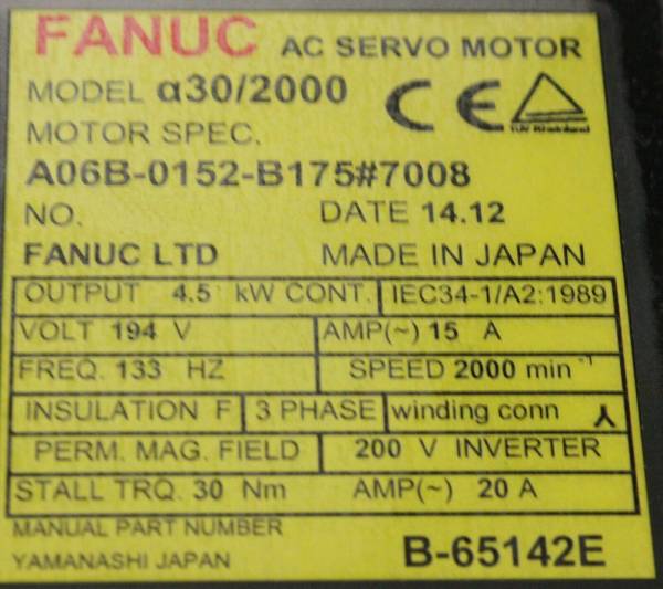 Fanuc-A06B-0152-B1757008-AC-MOTOR-A302000-A64-BRAKE-KY-1-YEAR-WARRANTY-124067399865-3