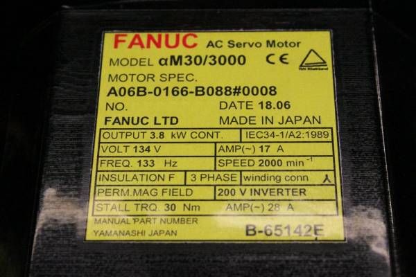 Fanuc-A06B-0166-B0880008-AC-MOTOR-AM303000-A1000-KEYWAY-1-YEAR-WARRANTY-123950846425-4