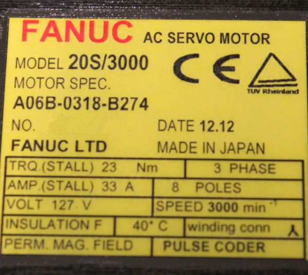 Fanuc-A06B-0318-B274-AC-MOTOR-20S3000-SERC-BRAKE-1-YEAR-WARRANTY-123631286945-3