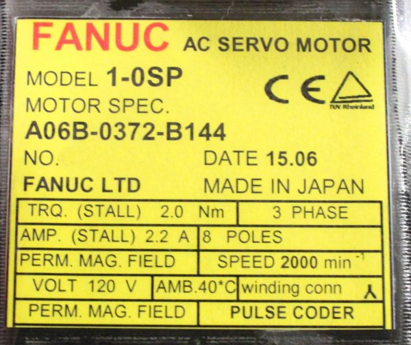 Fanuc-A06B-0372-B144-AC-MOTOR-1-0SP-ABS-2000P-BRAKE-1-YEAR-WARRANTY-121787698035-5