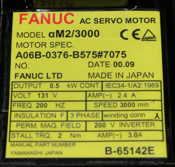 Fanuc-A06B-0376-B5757075-AC-MOTOR-AM23000-A64-STRAIGHT-1-YEAR-WARRANTY-123747871025-3