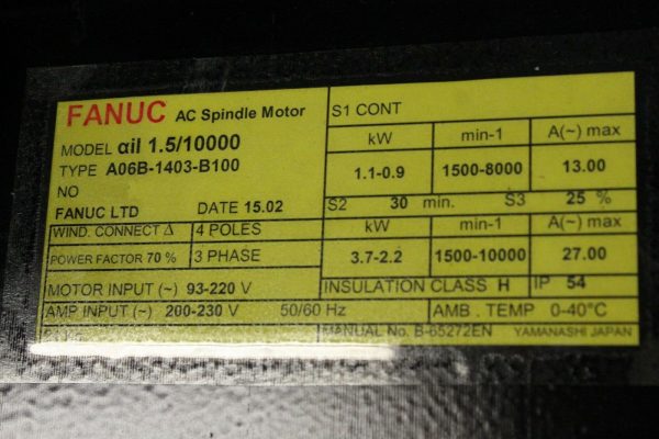 Fanuc-A06B-1403-B100-SP-MOTOR-aiI-1510000-FLANGE-MOUNT-iM-E-1-YEAR-WARRANTY-123599705735-3
