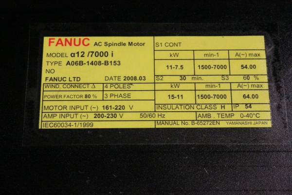 Fanuc-A06B-1408-B153-SP-MOTOR-aiI-127000-FLANGE-iMZ-EXH-REAR-KEY-1-YR-WARRANTY-124028070375-4
