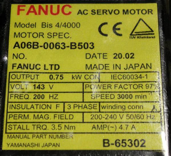 Fanuc-A06B-0063-B503-AC-MOTOR-BIS44000-B128IA-WBRAKE-STRKY-1-YEAR-WARRANTY-124118160476-3