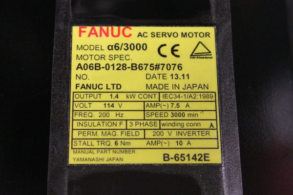 Fanuc-A06B-0128-B6757076-AC-MOTOR-A63000-A64-BRAKE-KEYWAY-IP671YEAR-WARRANTY-123612612796-3