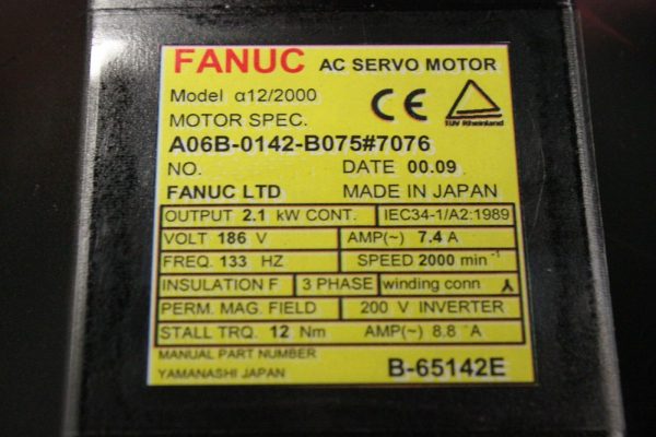 Fanuc-A06B-0142-B0757076-AC-MOTOR-A122000-A64-WKEYWAY-1-YEAR-WARRANTY-123324277756-3