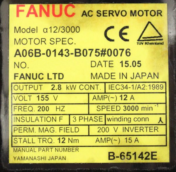 Fanuc-A06B-0143-B0750076-AC-MOTOR-A123000-A64-WKEYWAY-IP67-1-YEAR-WARRANTY-122740701056-3