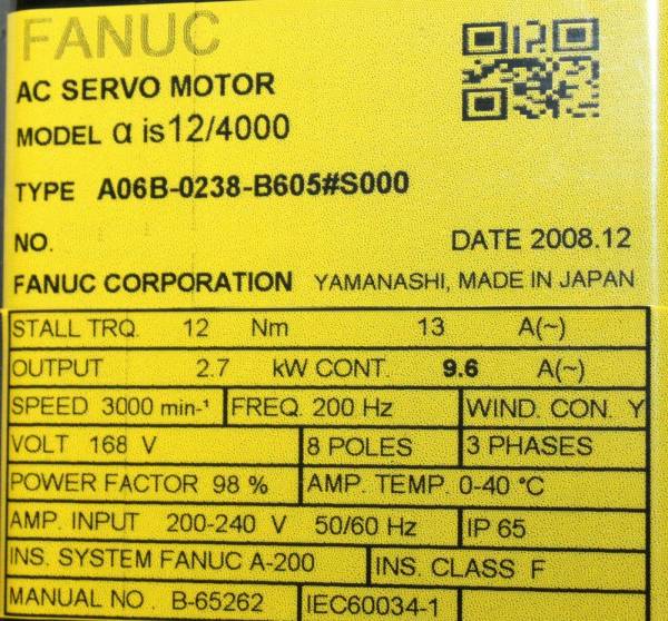 Fanuc-A06B-0238-B605S000-AC-MOTOR-AIS124000-AA64I-BRAKE-1-YEAR-WARRANTY-124641843586-3