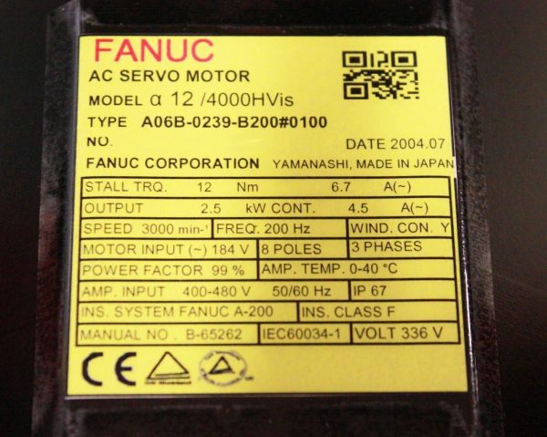Fanuc-A06B-0239-B2000100-AC-MOTOR-AIS124000HV-A1000I-KEYWAY-1-YEAR-WARRANTY-122300645036-3