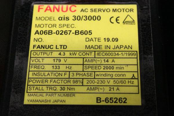 Fanuc-A06B-0267-B605-AC-MOTOR-AM303000I-AA64I-BRAKE-1-YEAR-WARRANTY-123905877346-3