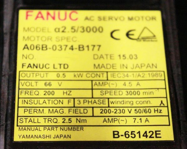 Fanuc-A06B-0374-B177-AC-MOTOR-A253000-I64-BRAKE-1-YEAR-WARRANTY-122328967026-3