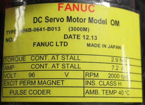 Fanuc-A06B-0641-B013-DC-MOTOR-0M-3000-PR-1-YEAR-WARRANTY-121808689176-5