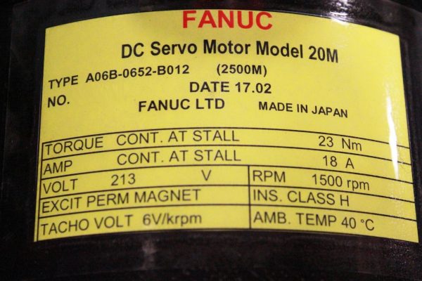 Fanuc-A06B-0652-B012-DC-MOTOR-20M-2500-PR-1-YEAR-WARRANTY-122442218476-2
