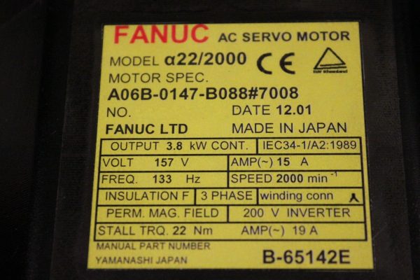 Fanuc-A06B-0147-B0887008-AC-MOTOR-A222000-A1000-KEYWAY-1-YEAR-WARRANTY-122860691887-3