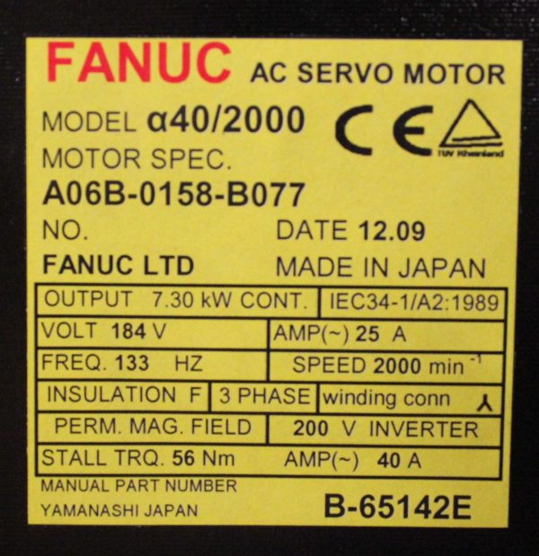 Fanuc-A06B-0158-B077-AC-MOTOR-A402000-I64-WFAN-1-YEAR-WARRANTY-123383360137-3