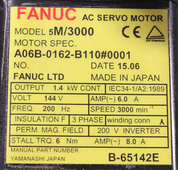 Fanuc-A06B-0162-B1100001-AC-MOTOR-AM63000-10000P-BRAKE-1-YEAR-WARRANTY-121772875167-4