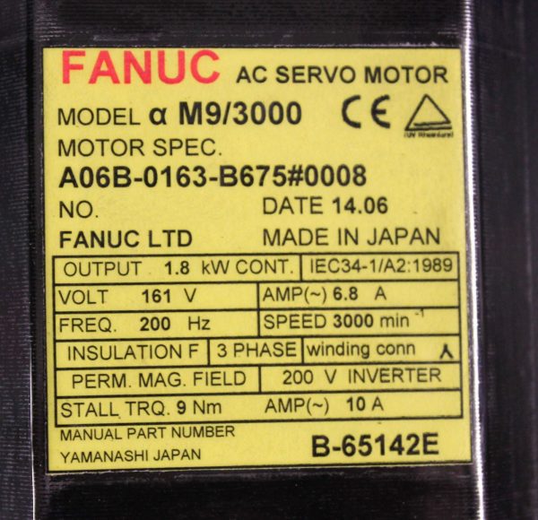 Fanuc-A06B-0163-B6750008-AC-MOTOR-AM93000-A64-BRAKE-KY-1-YEAR-WARRANTY-121656608697-5