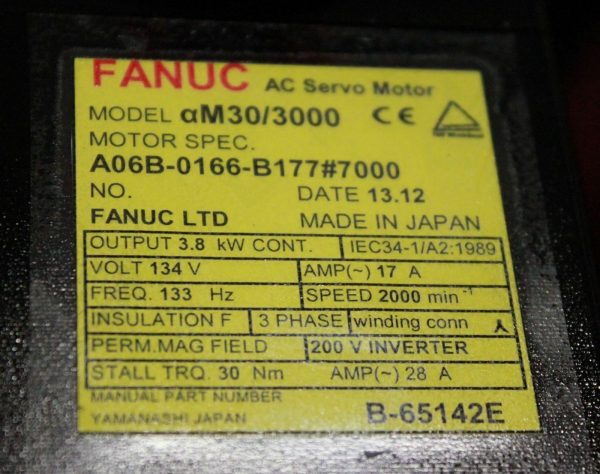 Fanuc-A06B-0166-B1777000-AC-MOTOR-AM303000-I64-WBRAKE-1-YEAR-WARRANTY-122547614977-4
