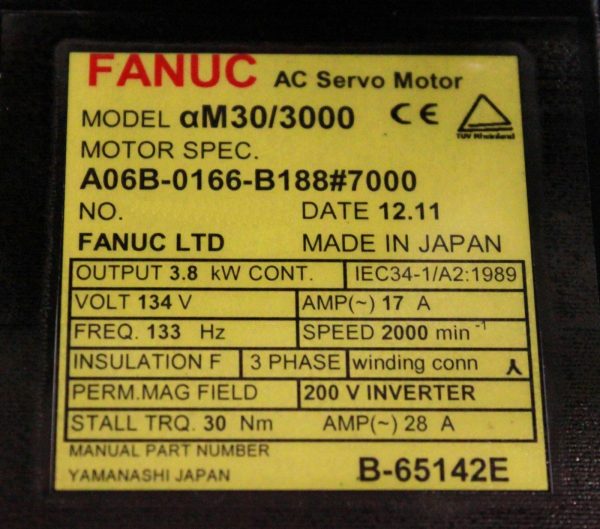 Fanuc-A06B-0166-B1887000-AC-MOTOR-AM303000-A1000-BRAKE-1-YEAR-WARRANTY-122547604917-3