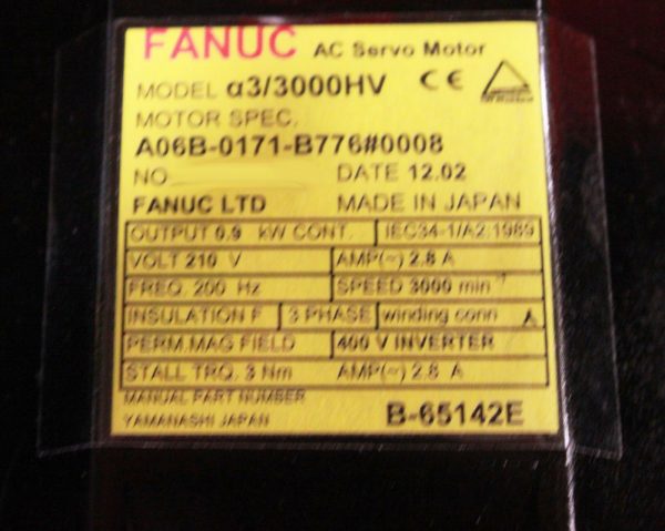 Fanuc-A06B-0171-B7760008-AC-MOTOR-A33000HV-A64C-BRAKE-1-YEAR-WARRANTY-122278062047-3