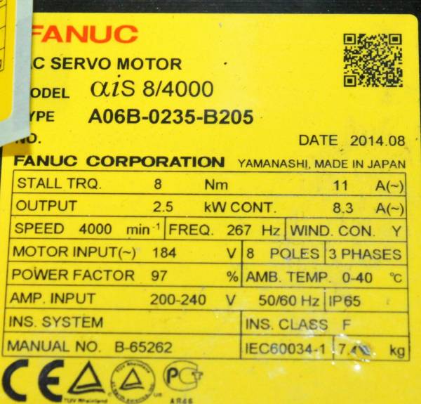 Fanuc-A06B-0235-B205-AC-MOTOR-AIS84000-A64I-KEYWAY-1-YEAR-WARRANTY-124643750137-3