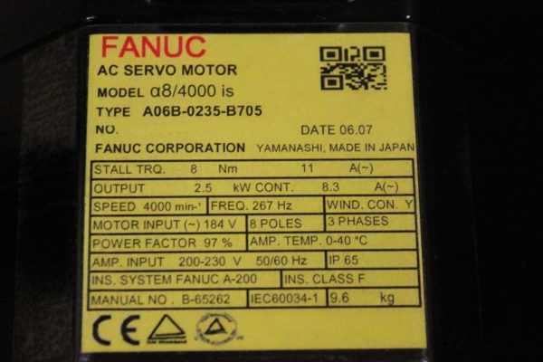 Fanuc-A06B-0235-B705-AC-MOTOR-AIS84000-AA64I-BRAKE-SS-1-YEAR-WARRANTY-122850807697-3