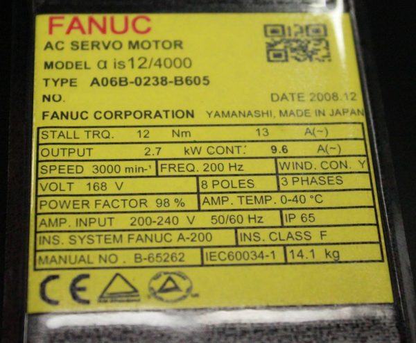 Fanuc-A06B-0238-B605-AC-MOTOR-AIS124000-AA64I-BRAKE-1-YEAR-WARRANTY-122481280247-3