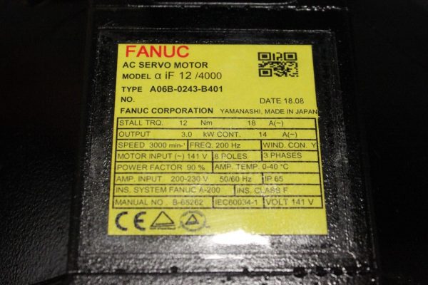 Fanuc-A06B-0243-B401-AC-MOTOR-AIF124000-AII1000-BRAK-1-YEAR-WARRANTY-123301309717-3