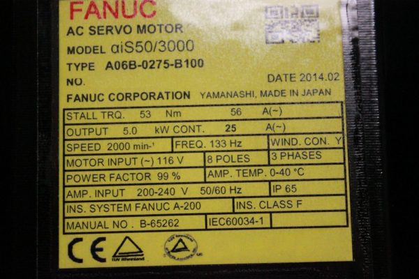 Fanuc-A06B-0275-B100-AC-MOTOR-AIS503000-AIA1000-STR-1-YEAR-WARRANTY-122797450657-2