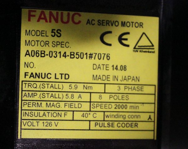 Fanuc-A06B-0314-B5017076-AC-MOTOR-5S-2000P-WKEYWAY-1-YEAR-WARRANTY-122945242847-3