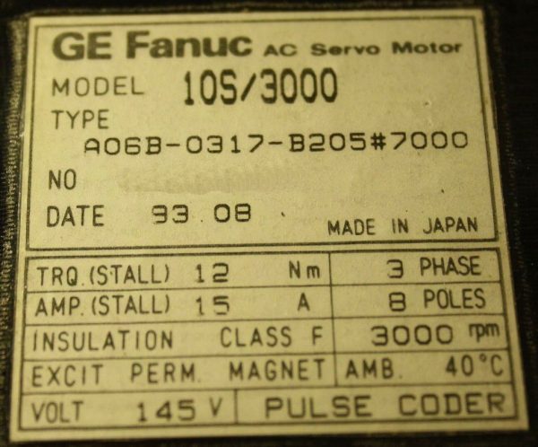 Fanuc-A06B-0317-B2057000-AC-MOTOR-10S3000-2500P-BRAKE-1-YEAR-WARRANTY-121525282117-3