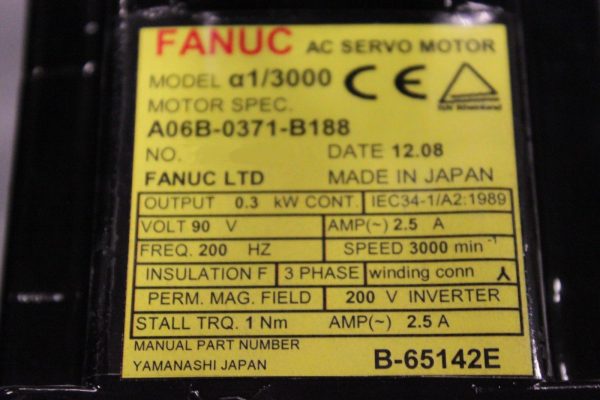 Fanuc-A06B-0371-B188-AC-MOTOR-A13000-A1000-WBRAKE-1-YEAR-WARRANTY-123083866127-3