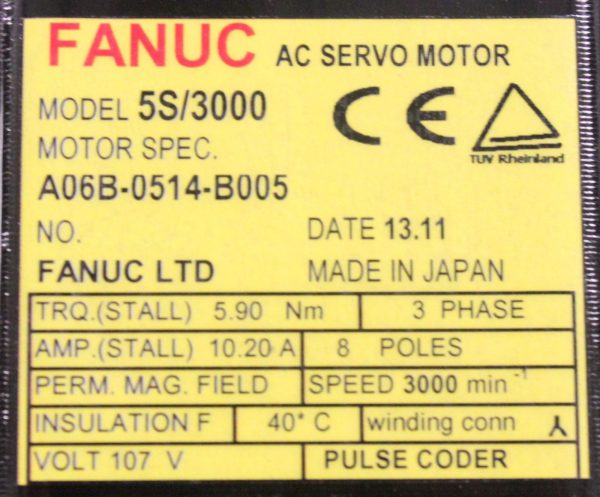 Fanuc-A06B-0514-B005-AC-MOTOR-5S3000-2500P-1-YEAR-WARRANTY-121865447827-6