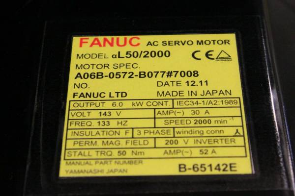 Fanuc-A06B-0572-B0777008-AC-MOTOR-AL502000-I64-KEYWAY-1-YEAR-WARRANTY-124186933637-3