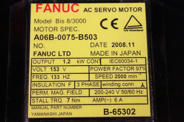 Fanuc-A06B-0075-B503-AC-MOTOR-BIS83000-B128IA-BRAKE-STRKY-1-YEAR-WARRANTY-123723680518-2