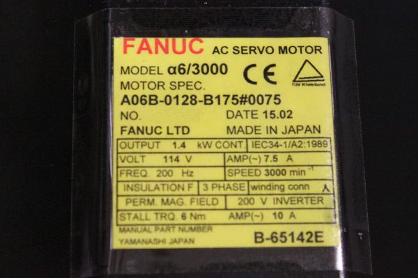 Fanuc-A06B-0128-B1750075-AC-MOTOR-A63000-A64-WBRAKE-1-YEAR-WARRANTY-123612585848-3