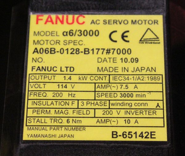 Fanuc-A06B-0128-B1777000-AC-MOTOR-A63000-I64-WBRAKE-1-YEAR-WARRANTY-123383168198-3